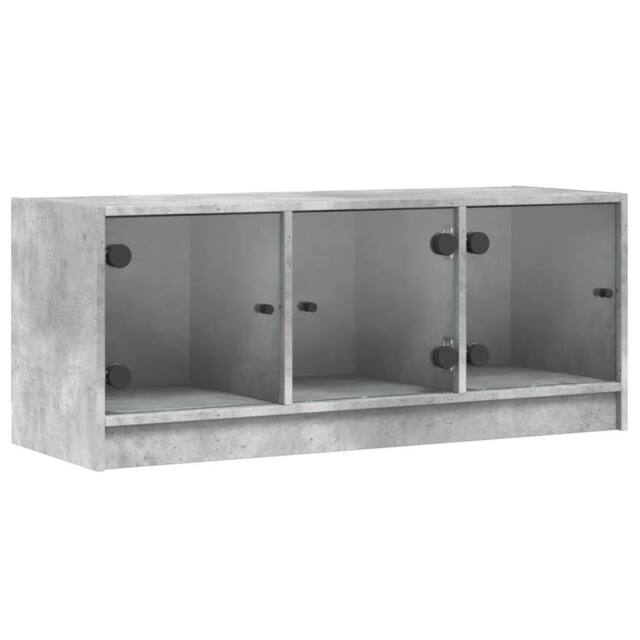 Berkfield Home TV Cabinet with Glass Doors Concrete Grey 102x37x42 cm - Size: 102 x 37 x 42 cm - image 1