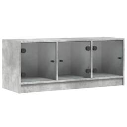 Berkfield Home TV Cabinet with Glass Doors Concrete Grey 102x37x42 cm - Size: 102 x 37 x 42 cm