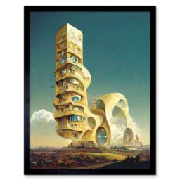 "Artery8 Wall Art Print Surrealism Modern Architecture Palace Art Framed in Black - Size: W12"" x H16""" - thumbnail 1
