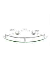 Living and Home 1 Tier Bathroom Glass Corner Shelf Wall Mounted Shelves Shampoo Holder Organizer in Silver - thumbnail 3