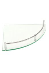 Living and Home 1 Tier Bathroom Glass Corner Shelf Wall Mounted Shelves Shampoo Holder Organizer in Silver - thumbnail 2