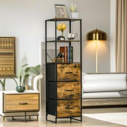 Pirlo Plush Industrial Storage Cabinet With 2 Open Shelves Rustic Brown - thumbnail 4