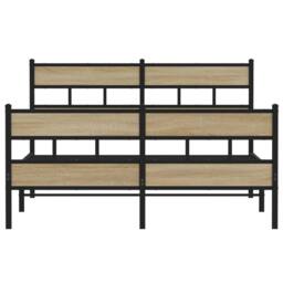 Berkfield Home Metal Bed Frame without Mattress Sonoma Oak 160x200 cm in Brown - thumbnail 4