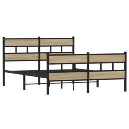 Berkfield Home Metal Bed Frame without Mattress Sonoma Oak 160x200 cm in Brown - thumbnail 1