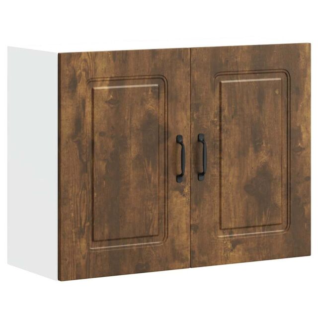 Berkfield Home Kitchen Wall Cabinet Kalmar Smoked Oak Engineered Wood in Brown - image 1