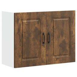 Berkfield Home Kitchen Wall Cabinet Kalmar Smoked Oak Engineered Wood in Brown - thumbnail 1