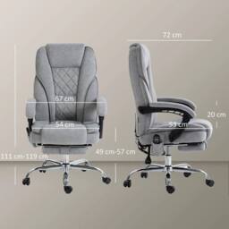 FORGEVIO Massage Office Chair, Heated Reclining Desk Chair in Grey - Size: 0.6m2 - thumbnail 2