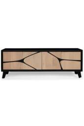 IH Design Shildon Mango Wood Low Board TV Stand Sideboard Cabinet in Tan - thumbnail 3