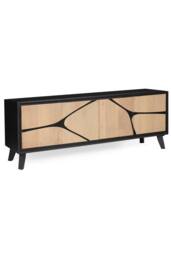 IH Design Shildon Mango Wood Low Board TV Stand Sideboard Cabinet in Tan - thumbnail 2