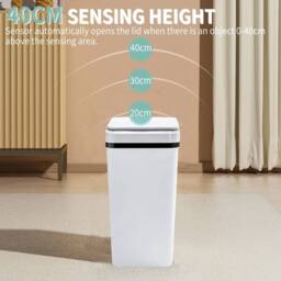 NESTLUNE 18l Smart Bathroom Trash Can Automatic Sensor Non-Contact in White - Size: 100 cm x 15 cm