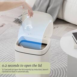 NESTLUNE 18l Smart Bathroom Trash Can Automatic Sensor Non-Contact in White - Size: 100 cm x 15 cm - thumbnail 2