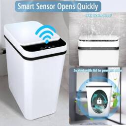 NESTLUNE 18l Smart Bathroom Trash Can Automatic Sensor Non-Contact in White - Size: 100 cm x 15 cm - thumbnail 6