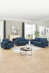 More4Homes Malmo Modern Scandi Style Fabric Living Room 1+2+3 Seater Sofa Set in Blue - thumbnail 1