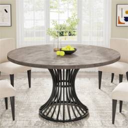 Nordara Grey Round Dining Table for 4-6, Circle Kitchen Table for Dining Room - thumbnail 1