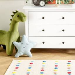 Wyld and Coco Multicolour Mini Pom Pom Rug Low Pile Cotton Anti Slip Backing - Size: 80 cm x 150 cm - thumbnail 1