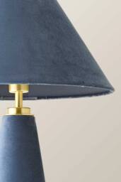 ValueLights Martha Conical Lamp Shade Velvet Boucle Fabric Table Lamp with Bulb in Navy - thumbnail 4