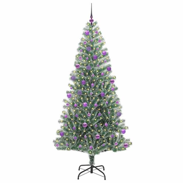 Berkfield Home Stunning Artificial Christmas Tree Snow Flocked with LED Light 210 cm in Green - image 1