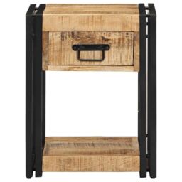 Berkfield Home Bedside Cabinet 40x35x50 cm Solid Rough Wood Mango in Brown - Size: 40 x 35 x 50 cm - thumbnail 3