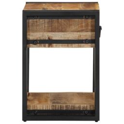 Berkfield Home Bedside Cabinet 40x35x50 cm Solid Rough Wood Mango in Brown - Size: 40 x 35 x 50 cm - thumbnail 4
