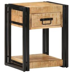 Berkfield Home Bedside Cabinet 40x35x50 cm Solid Rough Wood Mango in Brown - Size: 40 x 35 x 50 cm - thumbnail 9