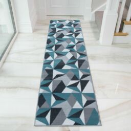 Kukoon Teal Blue Grey Diamond Geometric Living Area Rug - Size: 160 cm x 230 cm - thumbnail 4