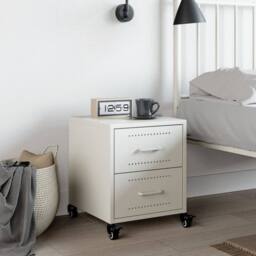 Berkfield Home Stylish Bedside Cabinet White 36x39x43.5 cm Steel - thumbnail 1