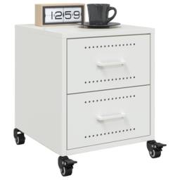 Berkfield Home Stylish Bedside Cabinet White 36x39x43.5 cm Steel - thumbnail 5