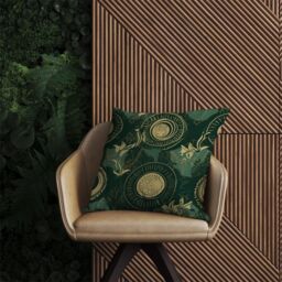 Warren Reed - Designer Abstract Green Gold Moon Pattern Outdoor Cushion - Size: 45 cm x 45 cm - thumbnail 2