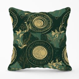 Warren Reed - Designer Abstract Green Gold Moon Pattern Outdoor Cushion - Size: 45 cm x 45 cm - thumbnail 1