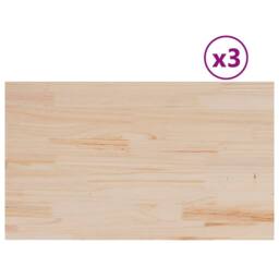 Berkfield Home Table Tops 3 pcs 80x47x1.7 cm Rectangular Solid Wood Pine in Light Tan - thumbnail 3
