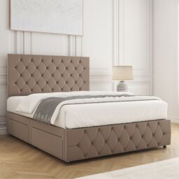 "BSSPOKE Mulberry Divan Bed Set Plush 24""Headboard 2Drawers Footend & Mattress in Bronze - Size: Double" - thumbnail 3
