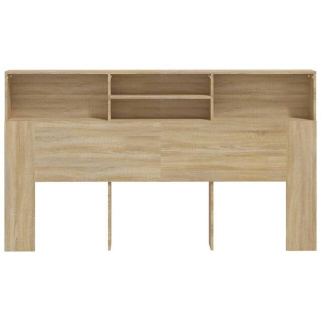 Berkfield Home Headboard Cabinet Sonoma Oak 180x19x103.5 cm in Light Tan - image 1