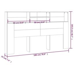 Berkfield Home Headboard Cabinet Sonoma Oak 180x19x103.5 cm in Light Tan - thumbnail 7