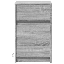 Berkfield Home Stylish Bedside Cabinet with LED Lights Grey Sonoma Engineered Wood - thumbnail 6