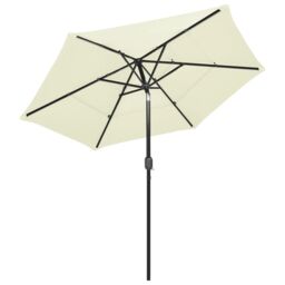 Berkfield Home 3-Tier Parasol with Aluminium Pole Sand 2.5 m in Beige - thumbnail 3