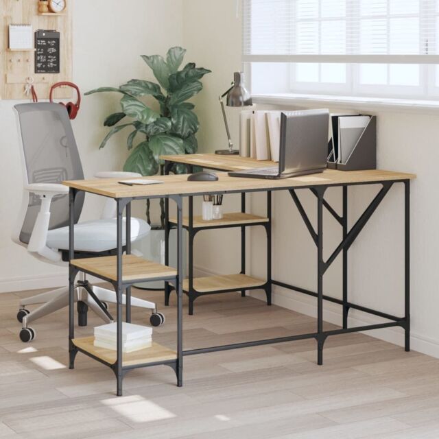 Berkfield Home Desk Sonoma Oak 139x139x75 cm Engineered Wood in Brown - Size: 139 x 139 x 75 cm - image 1