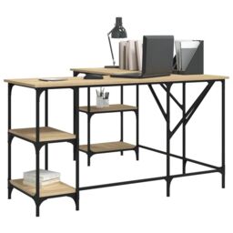 Berkfield Home Desk Sonoma Oak 139x139x75 cm Engineered Wood in Brown - Size: 139 x 139 x 75 cm - thumbnail 3