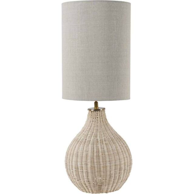 Libra Interiors Natural Rattan Lamp with Drum Shade Large - image 1