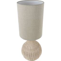 Libra Interiors Natural Rattan Lamp with Drum Shade Large - thumbnail 2