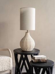 Libra Interiors Natural Rattan Lamp with Drum Shade Large - thumbnail 5