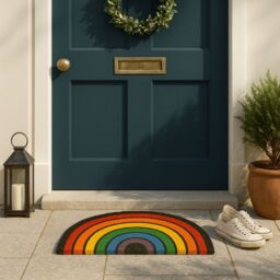 Nicola Spring Half Moon Coir Door Mat - 60 x 40cm - Rainbow - Size: 40 cm x 60 cm - thumbnail 2