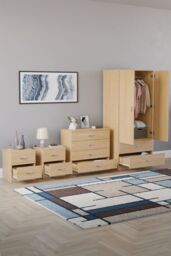 Home Discount Vida Designs Riano 4Pc Bedroom Set 2 Drawer Bedside, 4 Drawer Chest in Brown - thumbnail 2