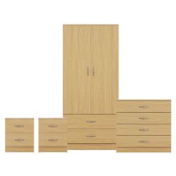 Home Discount Vida Designs Riano 4Pc Bedroom Set 2 Drawer Bedside, 4 Drawer Chest in Brown - thumbnail 8