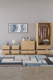 Home Discount Vida Designs Riano 4Pc Bedroom Set 2 Drawer Bedside, 4 Drawer Chest in Brown - thumbnail 3