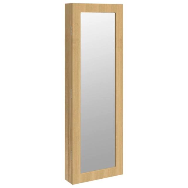 Berkfield Home Mirror Jewellery Cabinet Wall Mounted 30x8.5x90 cm in Light Tan - image 1