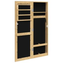 Berkfield Home Mirror Jewellery Cabinet Wall Mounted 30x8.5x90 cm in Light Tan - thumbnail 5