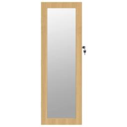 Berkfield Home Mirror Jewellery Cabinet Wall Mounted 30x8.5x90 cm in Light Tan - thumbnail 4