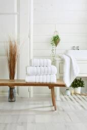 The Lyndon Company Rainham Supersoft Cotton Towel In Soft Absorbent Everyday Design in White - thumbnail 1