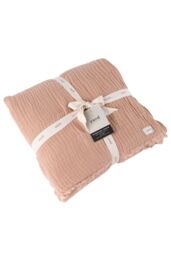 Yard Lark 100% Cotton Muslin Frayed Edge Throw in Light Pink - Size: 240 cm x 260 cm - thumbnail 1