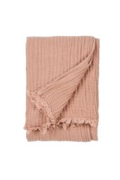 Yard Lark 100% Cotton Muslin Frayed Edge Throw in Light Pink - Size: 240 cm x 260 cm - thumbnail 2